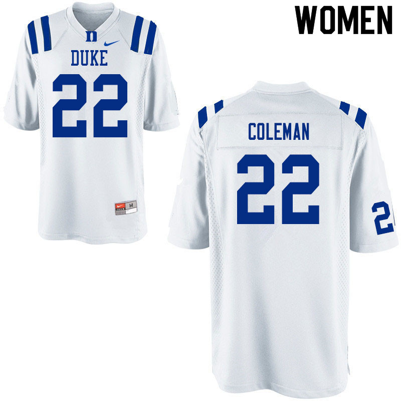 Women #22 Jaylen Coleman Duke White Devils College Football Jerseys Sale-White